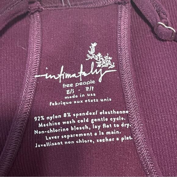 FREE PEOPLE INTIMATELY WOMEN'S WINE SLEEVELESS MOVE ALONG BODYSUIT Sz XS/S - Picture 6 of 9